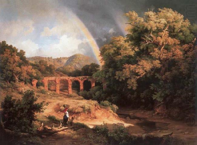 Karoly Marko the Elder Italian Landscape with Viaduct and Rainbow china oil painting image